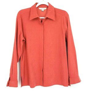 Vintage Casual Corner Button Down Shirt Orange